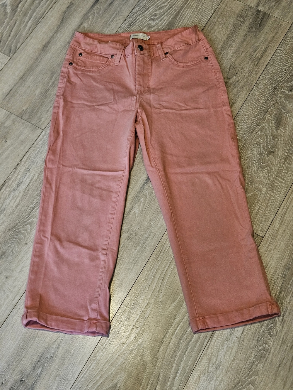 Campbell Chase Mid-rise Stretch Pink Denim Cropped Jeans Women's 28